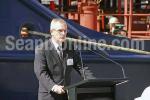 ID 5836 AWANUIA (2009/2747gt/IMO 9458042) - Jens Madsen, Managing Director of Ports of Auckland and Chairman of Seafuels Ltd, addresses the guests during AWANUIA's official naming ceremony in Auckland. 
